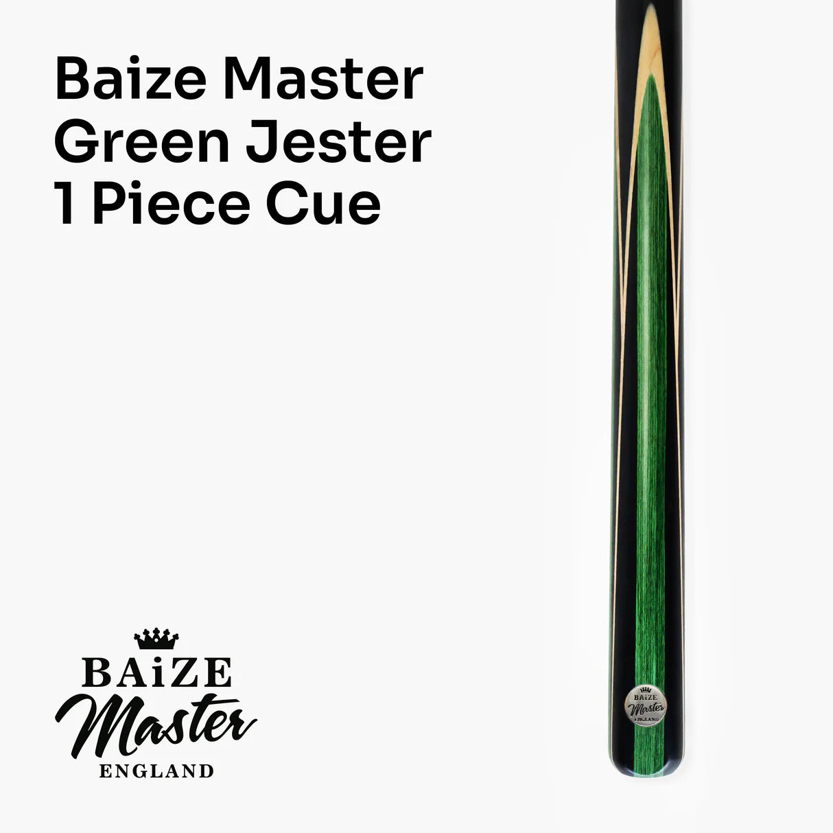 Baize Master 57 inch Green Jester 1 Piece Snooker Pool Cue - 9.5mm Tip