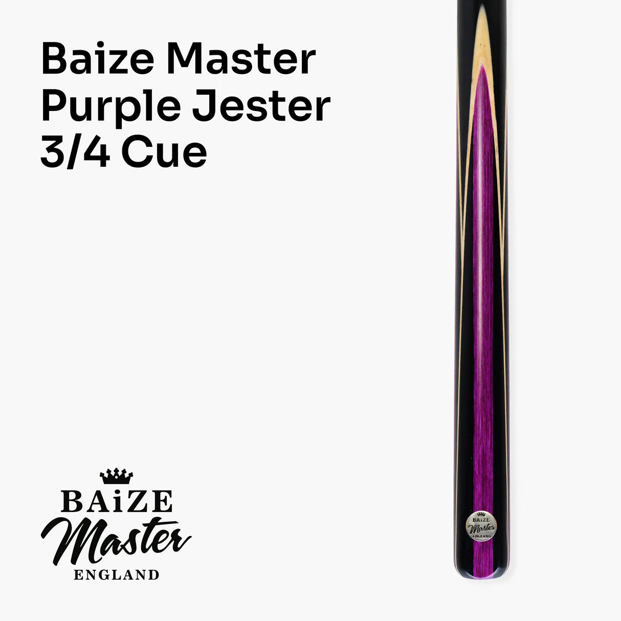 Baize Master 3/4 Purple Jester 57inch Ash Snooker Pool Cue - 9.5mm Tip