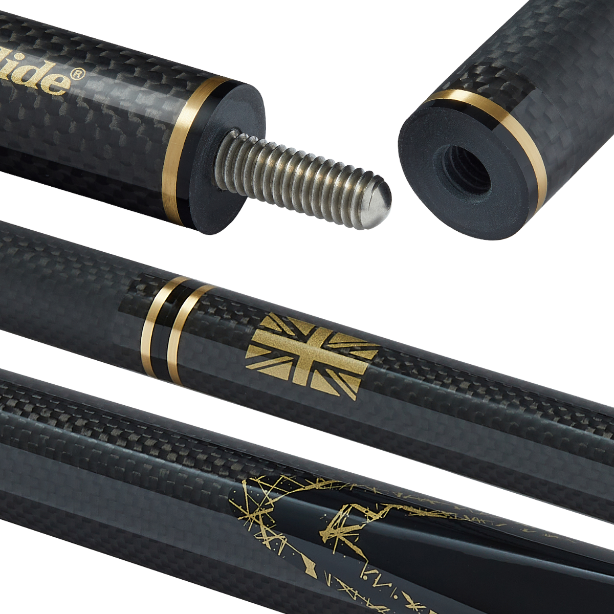 PowerGlide ARAMID 57 Inch 2 Piece Carbon Fibre Snooker Cue - 4 Colours