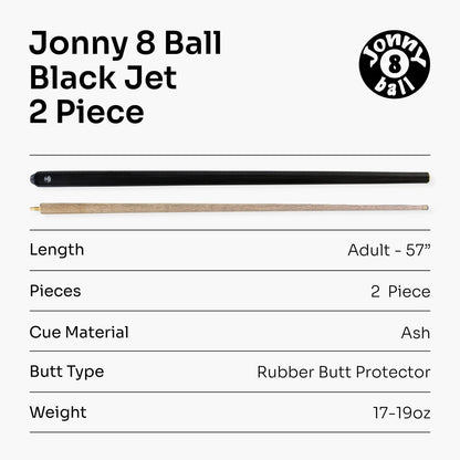 Jonny 8 Ball JET Snooker Pool Cue - 57 Inch - 2 Piece Ash Snooker Pool Cue - 9.5mm Tip