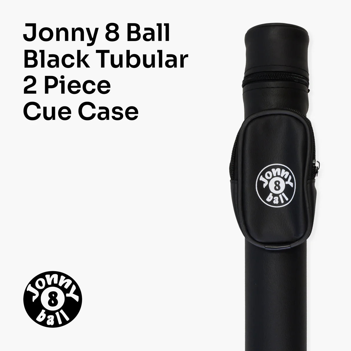 Jonny 8 Ball Tubular 2 Piece Cue Case finished in Black