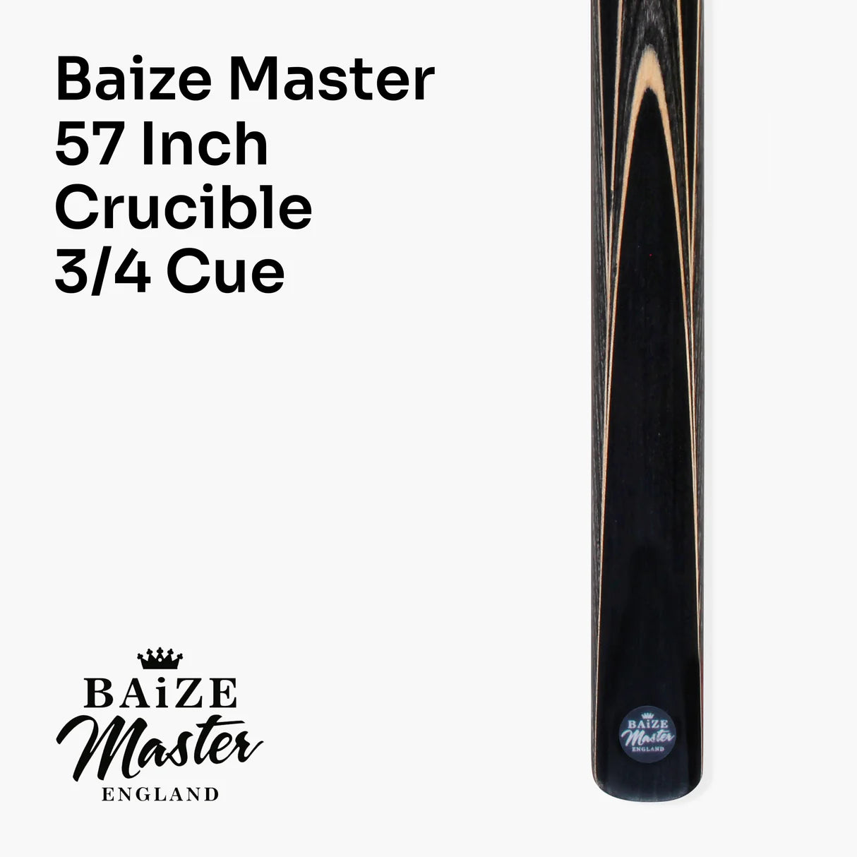 Baize Master 3/4 CRUCIBLE Hand Spliced Snooker Pool Cue - 6 Colours