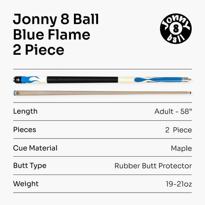 Jonny 8 Ball FLAME 58 Inch American Pool Cue - 3 Options