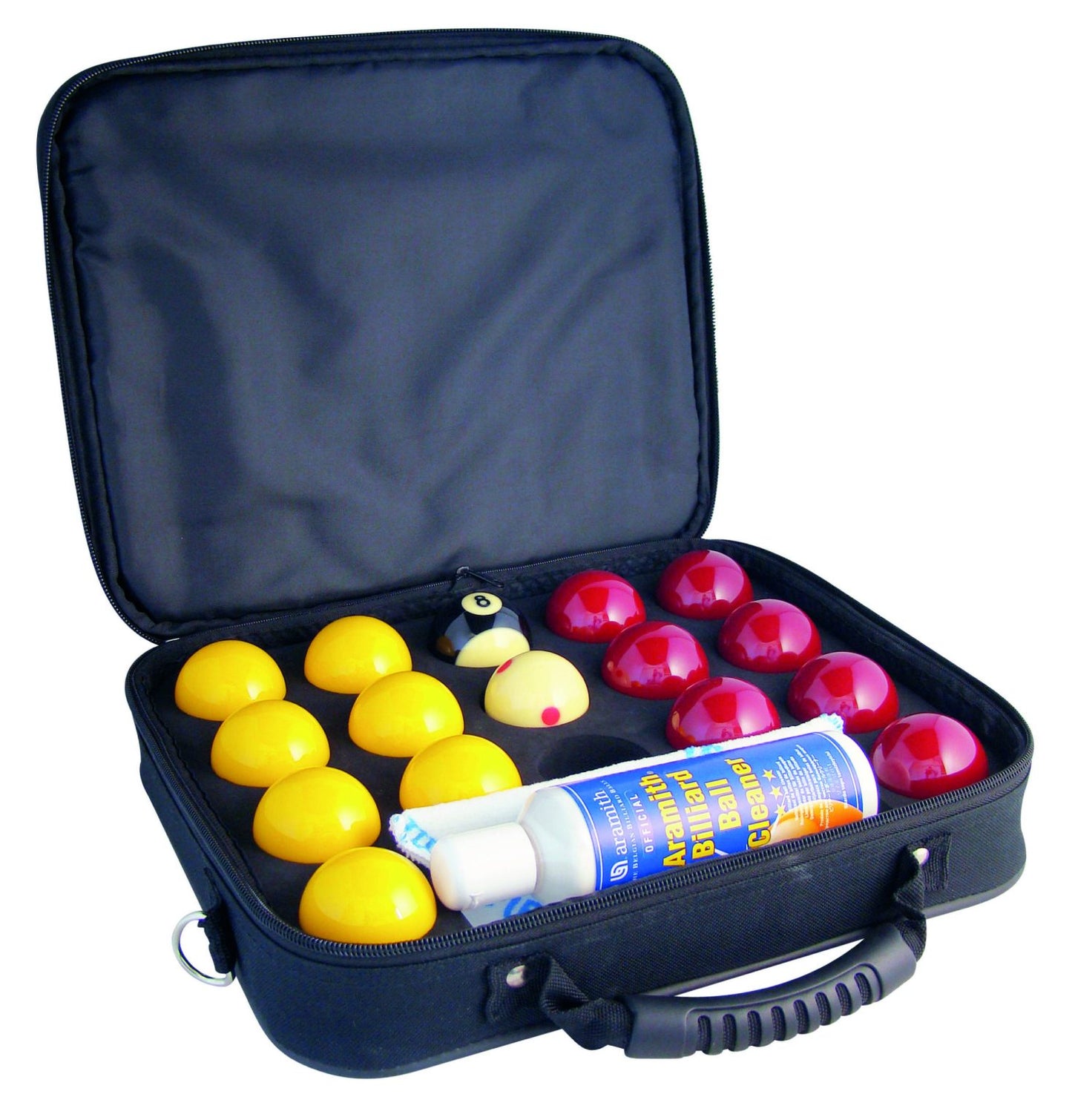 Super Aramith Pro Cup 2" Red & Yellow Pool Balls Case Set