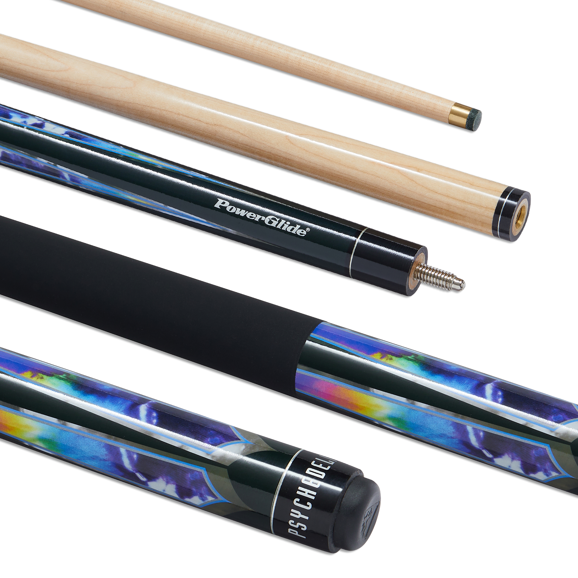 PowerGlide Psychedelic 57" - 2 Piece Pool Cue with 13mm Tip