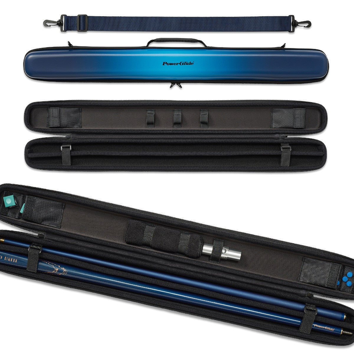 PowerGlide Svartur Cue Case - 2 Piece - Blue Fade